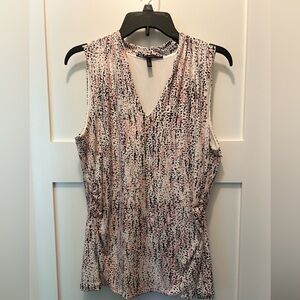 White House Black Market Pink and Black Patterned Blouse